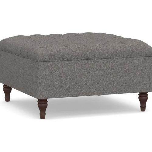 Textured Gray Cuboid Pouf Ottomans (Photo 14 of 20)