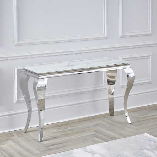 White Marble And Gold Console Tables (Photo 8 of 20)