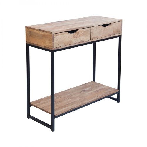 Black And Oak Brown Console Tables (Photo 6 of 20)