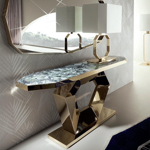 Gold And Mirror Modern Cube Console Tables (Photo 8 of 20)