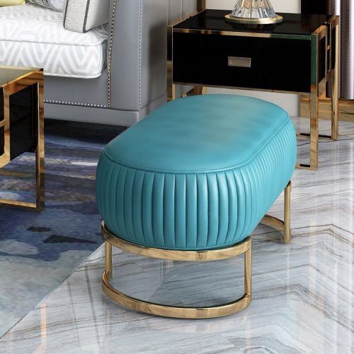 Gold Faux Leather Ottomans With Pull Tab (Photo 20 of 20)