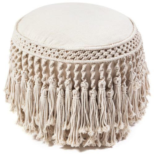 Blue And Beige Ombre Cylinder Pouf Ottomans (Photo 12 of 20)