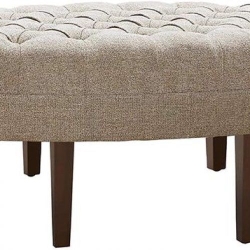 Brown Fabric Tufted Surfboard Ottomans (Photo 4 of 20)