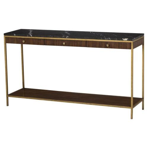 Walnut And Gold Rectangular Console Tables (Photo 16 of 20)