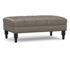 20 The Best Caramel Leather and Bronze Steel Tufted Square Ottomans