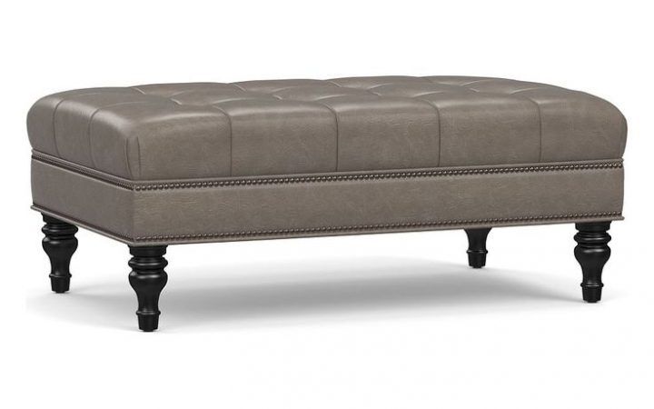 20 The Best Caramel Leather and Bronze Steel Tufted Square Ottomans