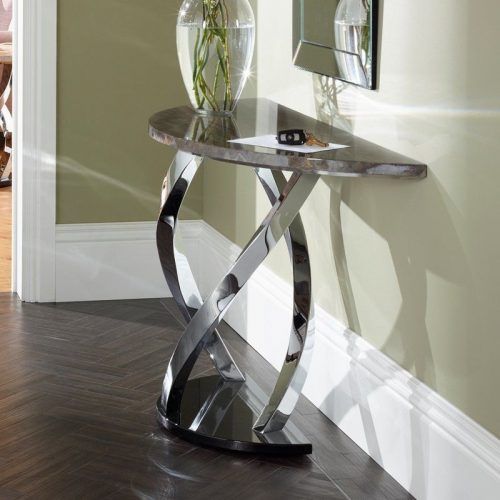 Glass And Stainless Steel Console Tables (Photo 2 of 20)