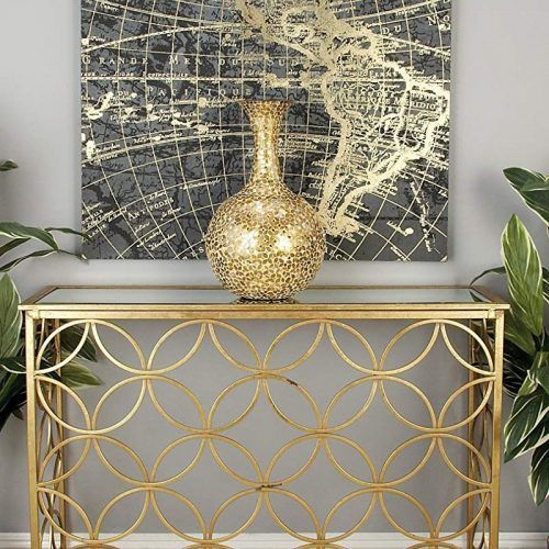 Geometric Glass Top Gold Console Tables (Photo 1 of 20)