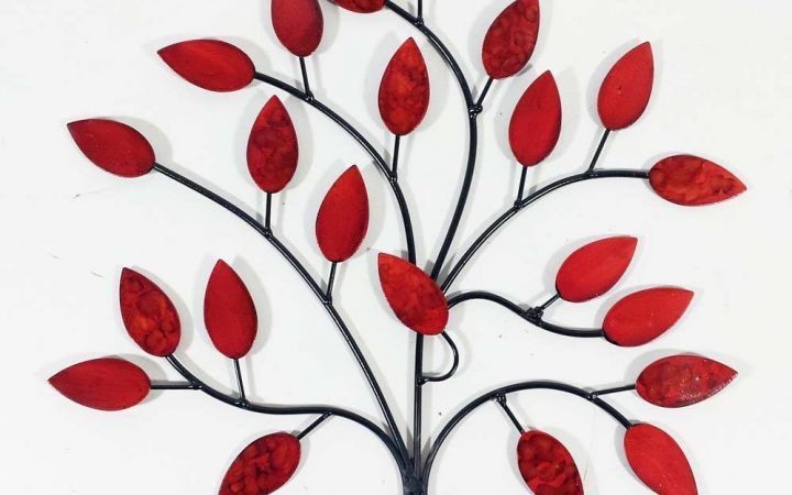 20 Photos Red Tree Metal Wall Art