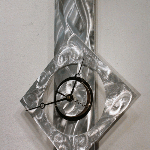 Abstract Metal Wall Art With Clock (Photo 2 of 20)