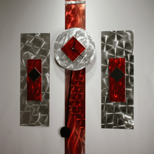 Abstract Wall Art With Clock (Photo 1 of 20)