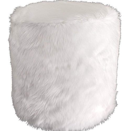 Charcoal Brown Faux Fur Square Ottomans (Photo 18 of 20)