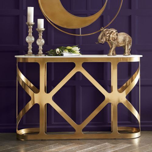 White Marble And Gold Console Tables (Photo 4 of 20)