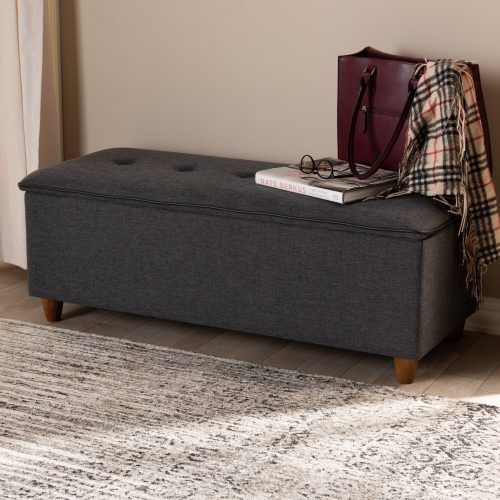 Charcoal Fabric Tufted Storage Ottomans (Photo 3 of 20)
