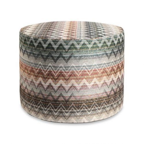 Blue And Beige Ombre Cylinder Pouf Ottomans (Photo 2 of 20)