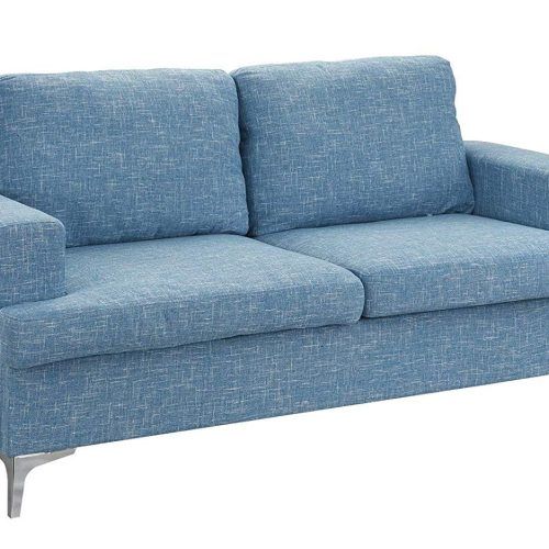Modern Blue Linen Sofas (Photo 3 of 20)