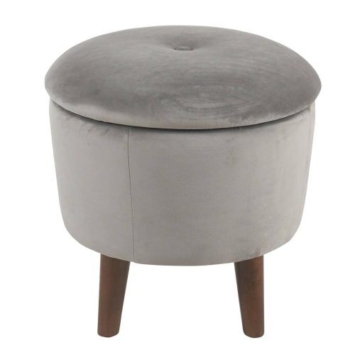 Light Gray Tufted Round Wood Ottomans With Storage (Photo 13 of 20)