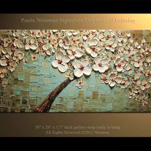 Cherry Blossom Oil Painting Modern Abstract Wall Art (Photo 13 of 20)
