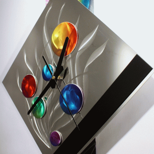 Abstract Metal Wall Art With Clock (Photo 13 of 20)