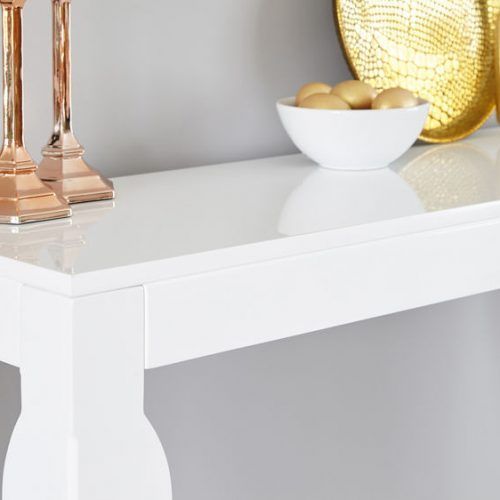 White Gloss And Maple Cream Console Tables (Photo 6 of 20)