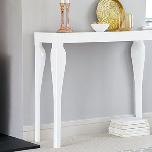 White Gloss And Maple Cream Console Tables (Photo 1 of 20)