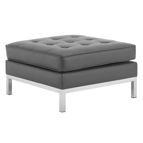 Black Faux Leather Tufted Ottomans (Photo 2 of 20)