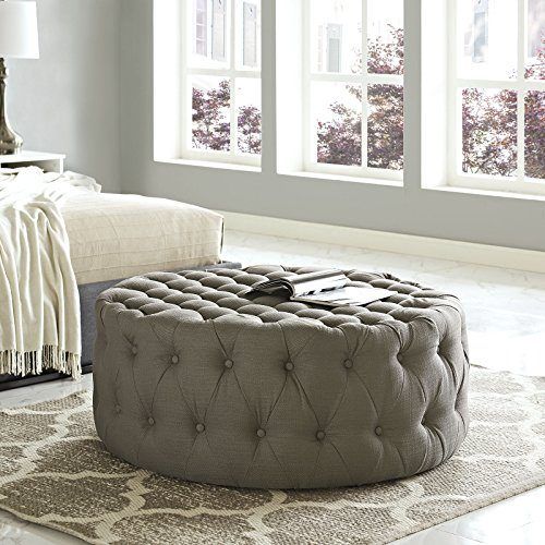 Snow Tufted Fabric Ottomans (Photo 7 of 20)