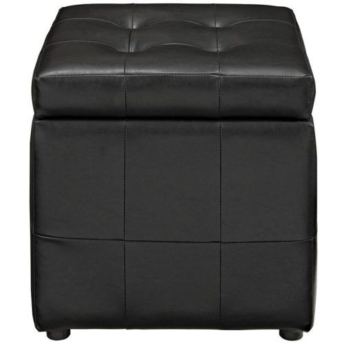 Black Faux Leather Ottomans With Pull Tab (Photo 6 of 20)