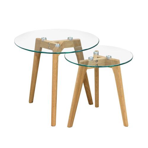 Metal Legs And Oak Top Round Console Tables (Photo 6 of 20)