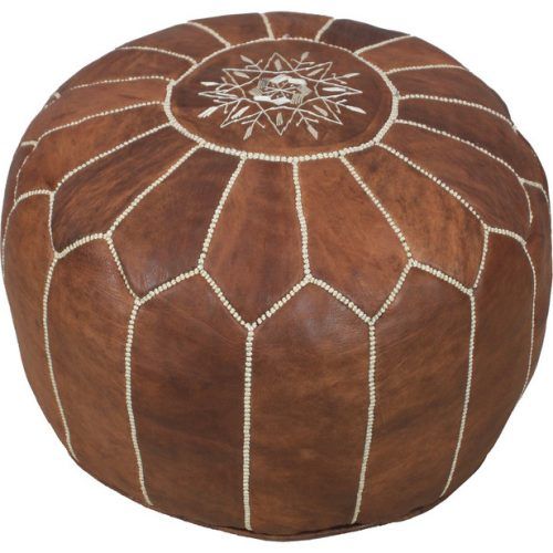Brown Moroccan Inspired Pouf Ottomans (Photo 12 of 20)