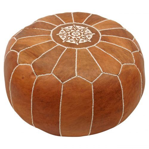 Brown Moroccan Inspired Pouf Ottomans (Photo 17 of 20)
