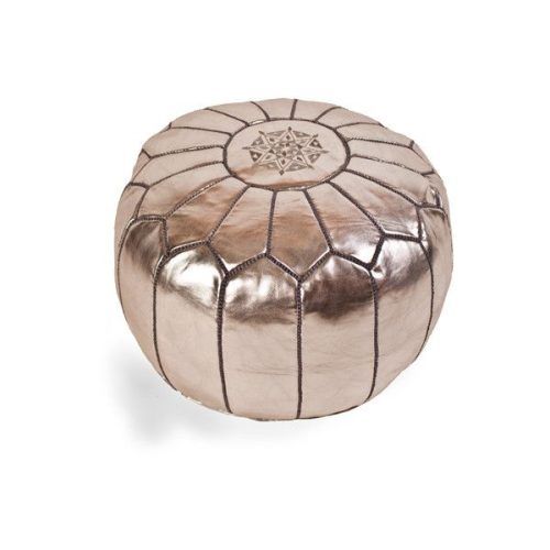 Weathered Silver Leather Hide Pouf Ottomans (Photo 7 of 20)