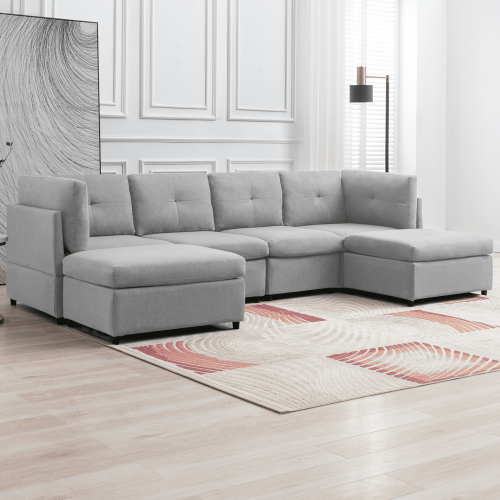 Sectional Sofas With Ottomans And Tufted Back Cushion (Photo 2 of 20)