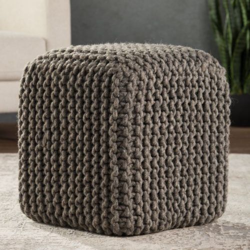 White And Beige Ombre Cylinder Pouf Ottomans (Photo 11 of 20)