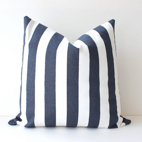 Navy Blue And White Striped Ottomans (Photo 13 of 20)