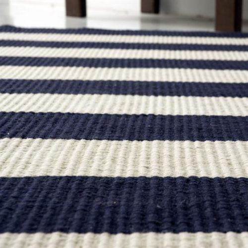 Navy Blue And White Striped Ottomans (Photo 1 of 20)