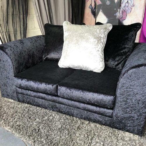 Black Velvet 2-Seater Sofa Beds (Photo 6 of 20)