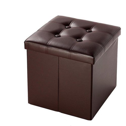 Round Beige Faux Leather Ottomans With Pull Tab (Photo 14 of 20)