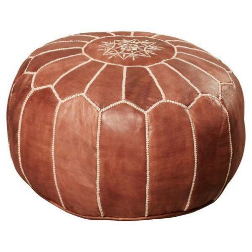 Brown Moroccan Inspired Pouf Ottomans (Photo 2 of 20)