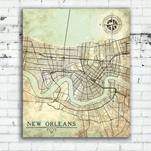 New Orleans Map Wall Art (Photo 11 of 20)