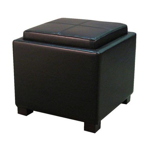 Black And Ivory Solid Cube Pouf Ottomans (Photo 13 of 20)