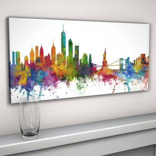 New York Skyline Canvas Black And White Wall Art (Photo 16 of 20)