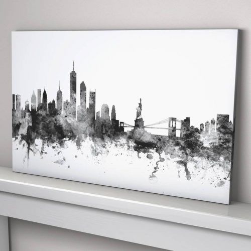 New York Skyline Canvas Black And White Wall Art (Photo 11 of 20)