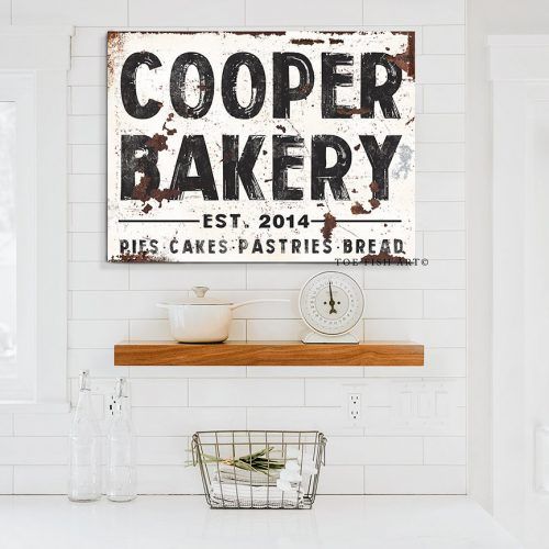 Personalized Distressed Vintage-Look Kitchen Metal Sign Wall Decor (Photo 3 of 20)