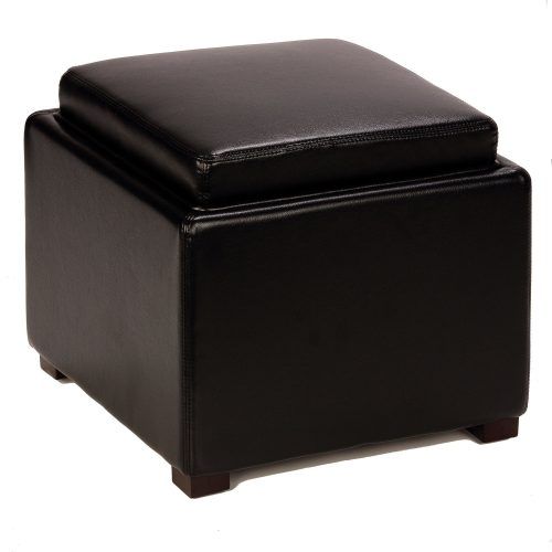 Black Faux Leather Cube Ottomans (Photo 6 of 20)