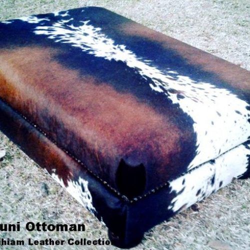 Brown Natural Skin Leather Hide Square Box Ottomans (Photo 1 of 20)