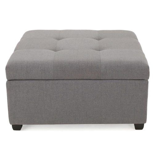 Gray Fabric Oval Ottomans (Photo 10 of 20)