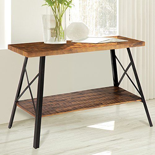 Metal Legs And Oak Top Round Console Tables (Photo 11 of 20)
