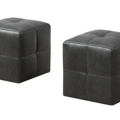 Round Gray Faux Leather Ottomans With Pull Tab (Photo 18 of 19)