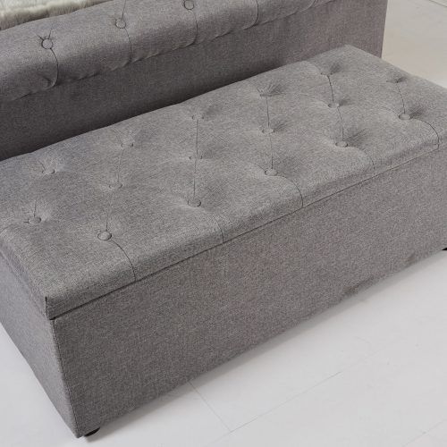 Gray Velvet Ottomans With Ample Storage (Photo 18 of 20)